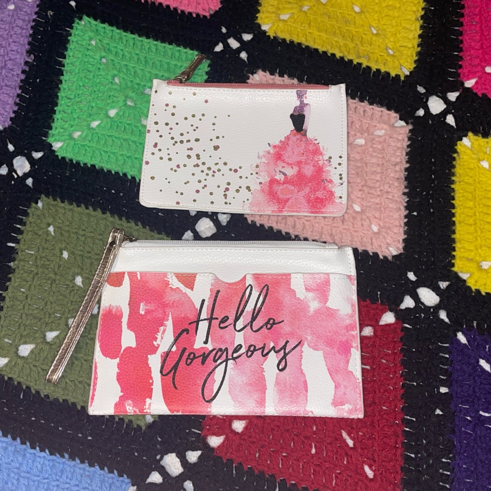 Pink fancy makeup bag set
